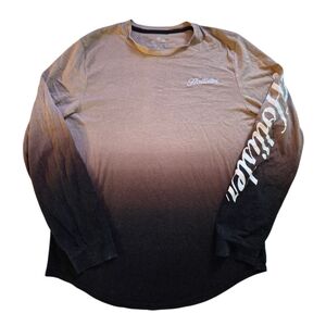 Hollister Men's Long Sleeve Shirt Brown Black Ombre